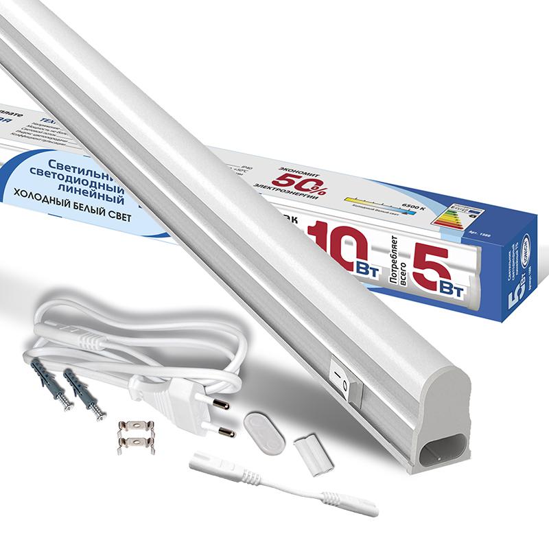 Рекомендуем купить Светильник светодиодный ILED-COCB-СПБТ5-300-5-450-230-6.5-IP40 5Вт 6500К IP40 450лм 230В 300мм СПБ Т5 линейный IONICH 1566