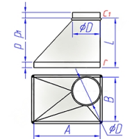 Купить переход прямоугольного сечения на круглое тип 2 оптом | ПРОТОРГ