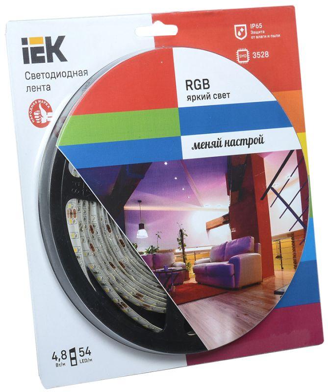Рекомендуем купить Лента светодиодная ECO LED LSR-3528RGB54-4.8-IP65-12V 5Вт/м (уп.5м) полноцвет. IEK LSR1-3-054-65-1-05