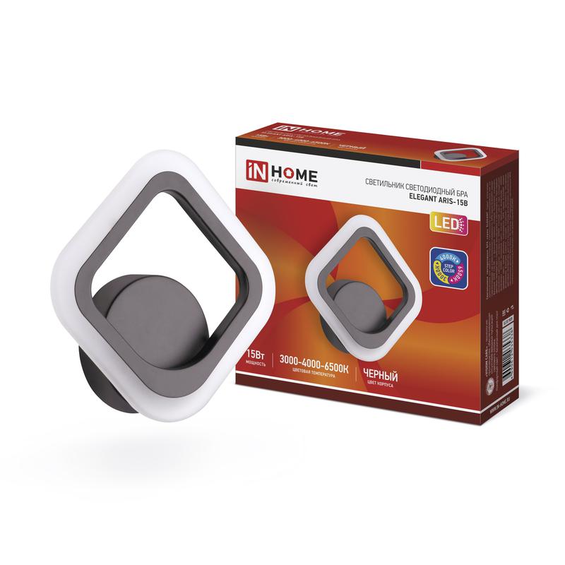 Рекомендуем купить Светильник светодиодный ELEGANT ARIS-15B 15Вт 3000-6500К 1200лм 230В STEP COLOR черн. IN HOME 4690612035338