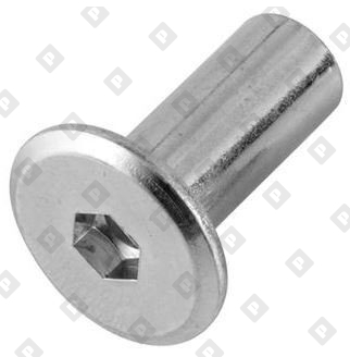 Гайка Эриксона M 6х12 тело Ø 9 мм, плоская головка Ø 15 мм, под ключ SW5, оц. сталь - №1