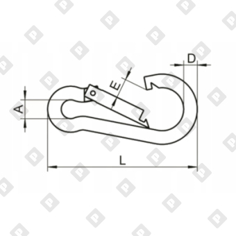 Карабин пожарный с фиксатором ART 814594 (DIN 5299D) 7x70, нерж.сталь А4 - №2
