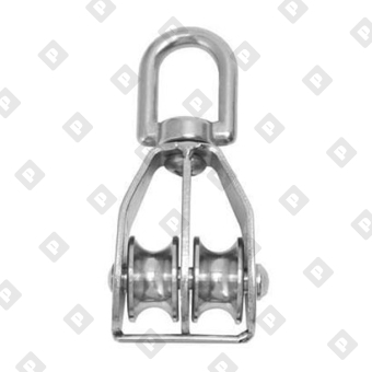 Блок двойной 1" (25 мм) с вертл. и металлическим диском, оц. сталь - №2