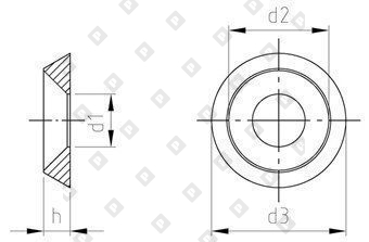 Шайба NF E 27-619 Ø12 полнотелая, со скосом 90 градусов, нерж. сталь AISI 303 - №4