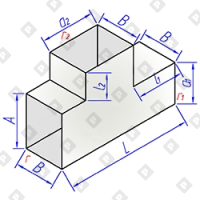 Тройник прямоугольного сечения переходный с прямой врезкой - №1
