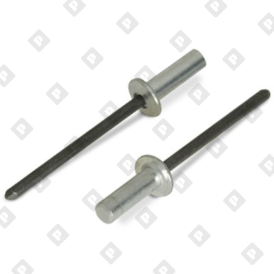 Заклепка вытяжная закрытая 3,2x8 со стандартным бортом, алюминий / фосфат. сталь - №1