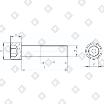 Винт DIN 912 М6x80 с неполной резьбой и цилиндрической головкой с внутренним шестигранником, кл. пр. 8.8, оц. сталь - №2