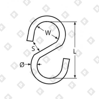 Крючок S-образный 5мм симметричный ART 814070, нерж.сталь А2 - №2
