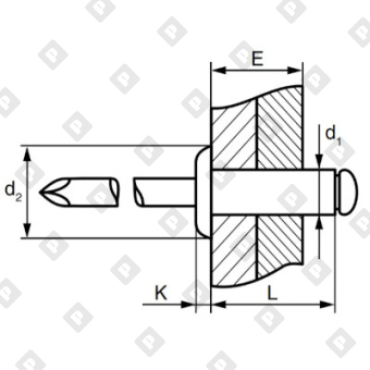 Заклепка вытяжная открытая 3,2x6 со стандартным бортом, окрашенная RAL 7024 серый графит, алюминий / оц. сталь - №2