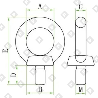 Рым-болт DIN 580 M16, нерж. сталь A4 - №2