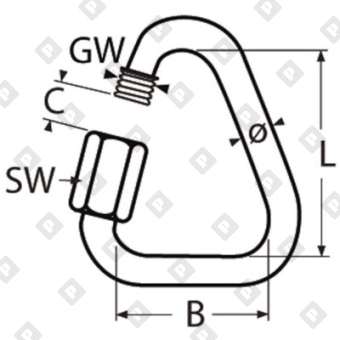Карабин винтовой дельтавидный ART 8489 8 мм, нерж. сталь A4 - №2