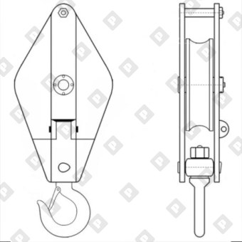 Блок одинарный монтажный грузовой HQGK с крюком, г/п 10т - №2