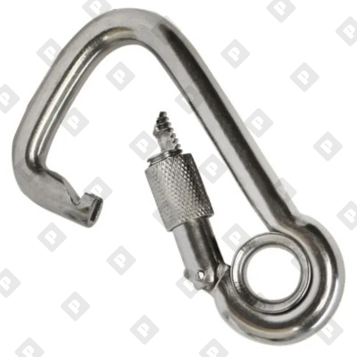 Карабин пружинный ассиметричный с кольцом и резьбовой втулкой ART 8951 11x120, нерж. сталь A4 - №1