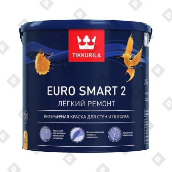Краска в/д для стен и потолков Tikkurila EURO SMART 2 база A (2,7 л) - №1